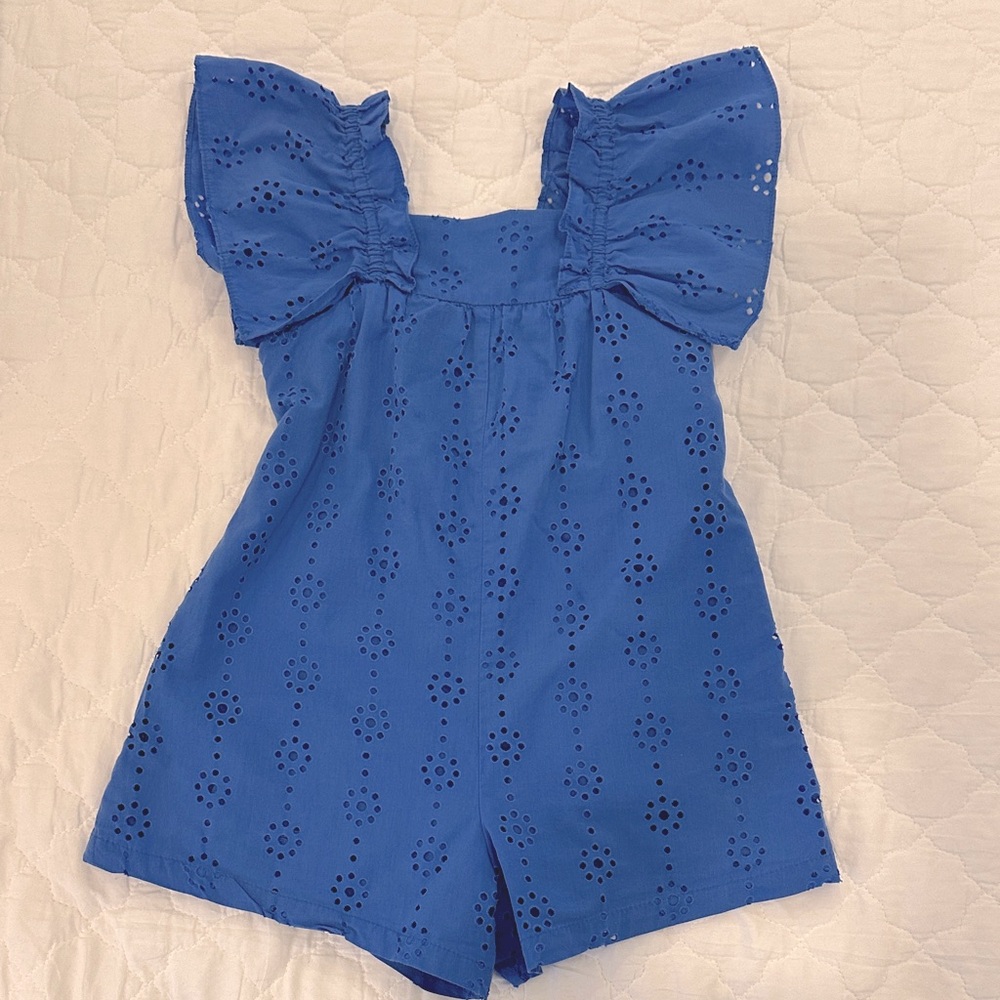 ZARA Blue Eyelet lace Kids Romper